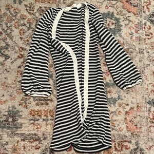 Striped Black and White Knot-Front Women’s Dress